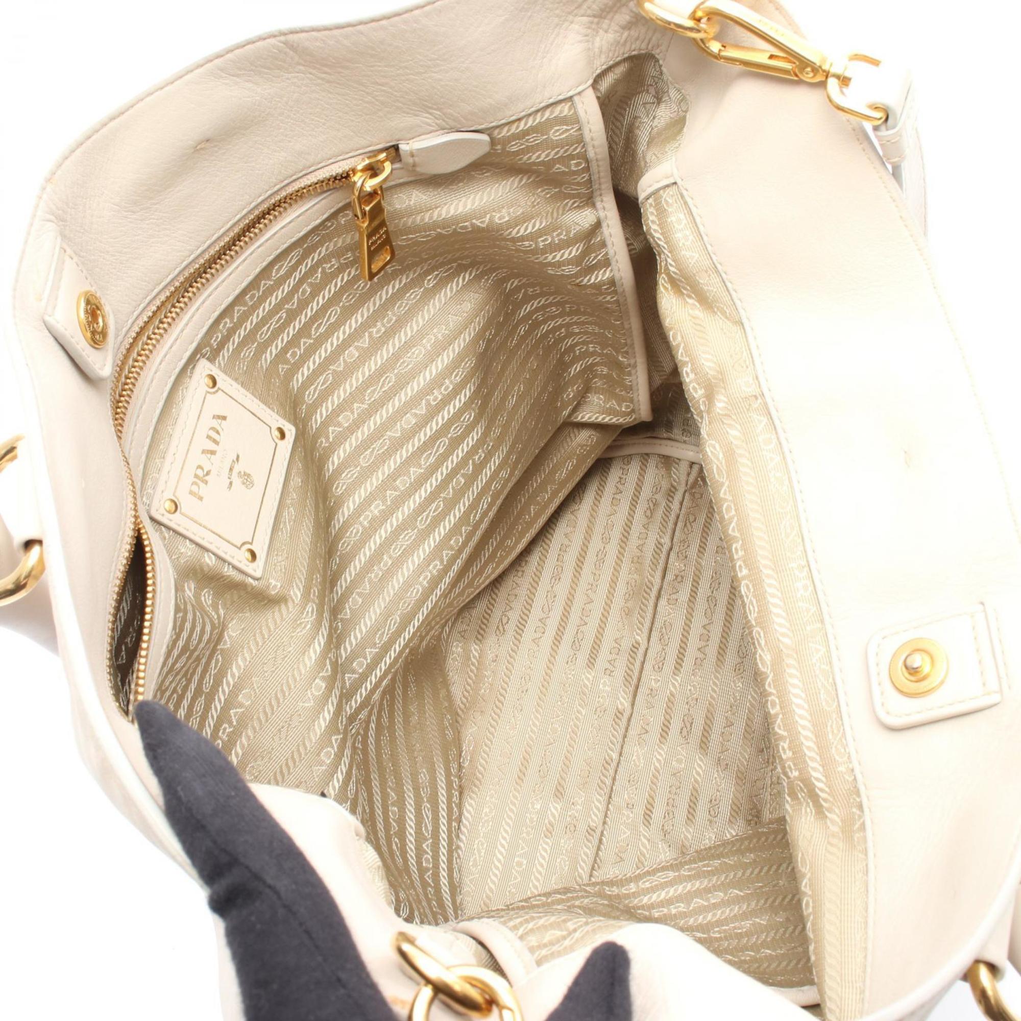 Prada Ivory Leather Tote Bag