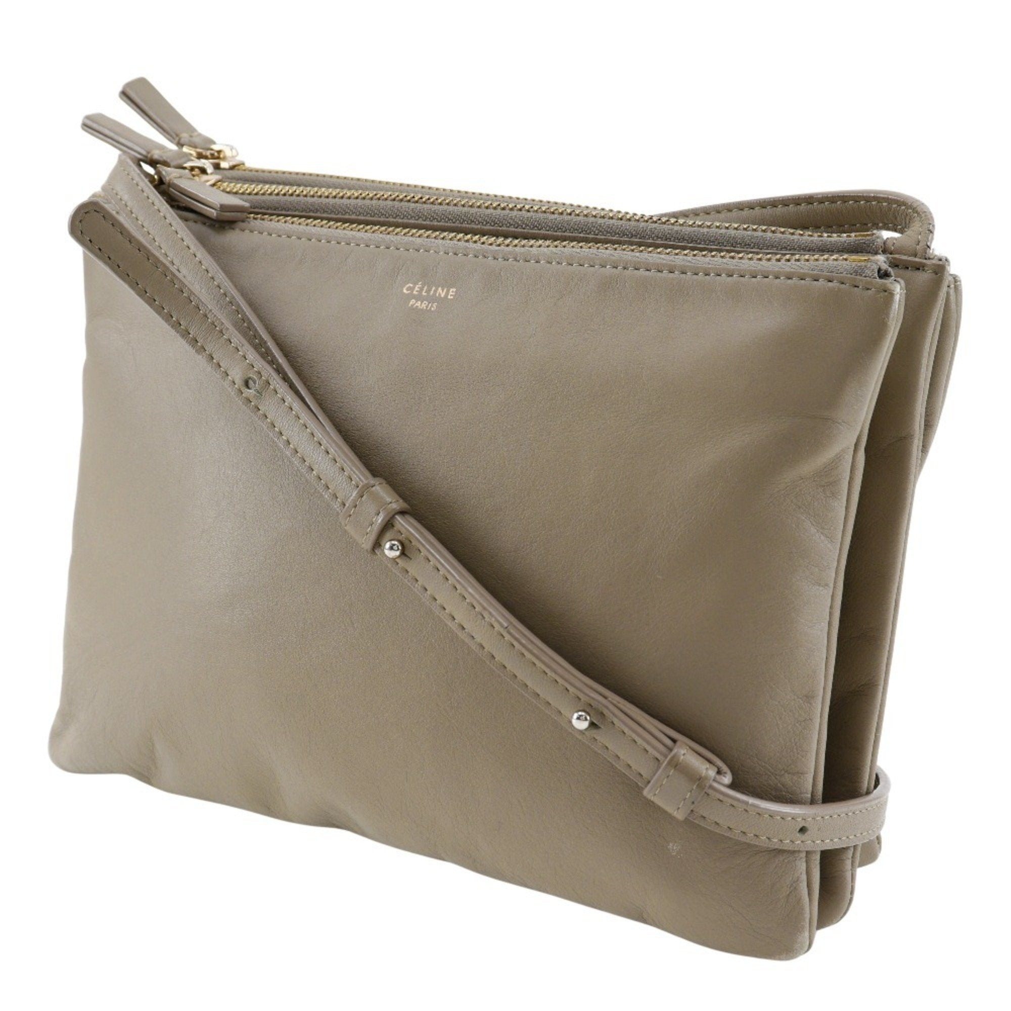 Celine Gray Leather Shoulder Bag