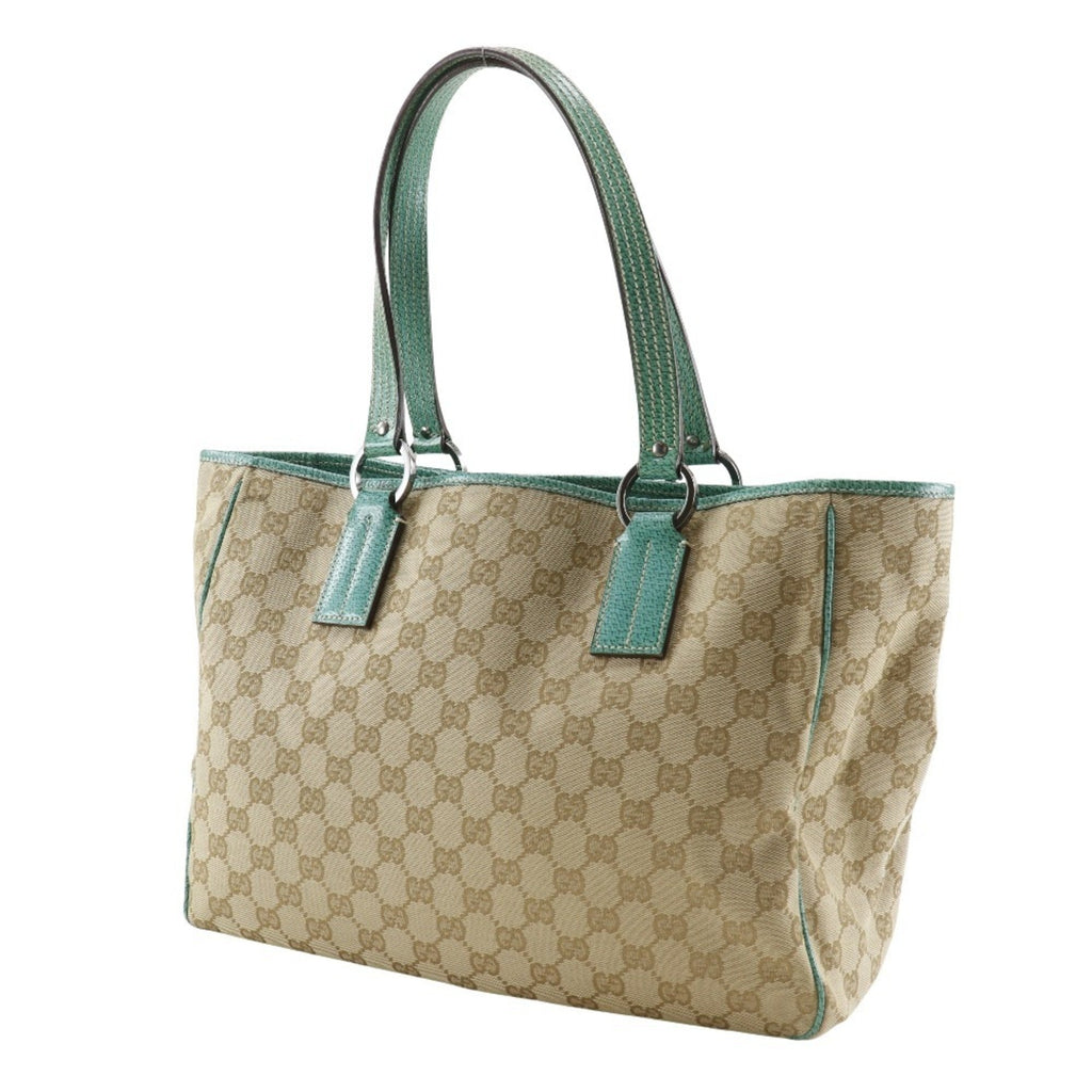 Gucci Gg Canvas Beige Green Gg Canvas Tote Bag (Pre-Owned)