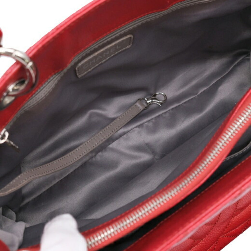 Chanel Red Color Caviar Leather Tote Bag