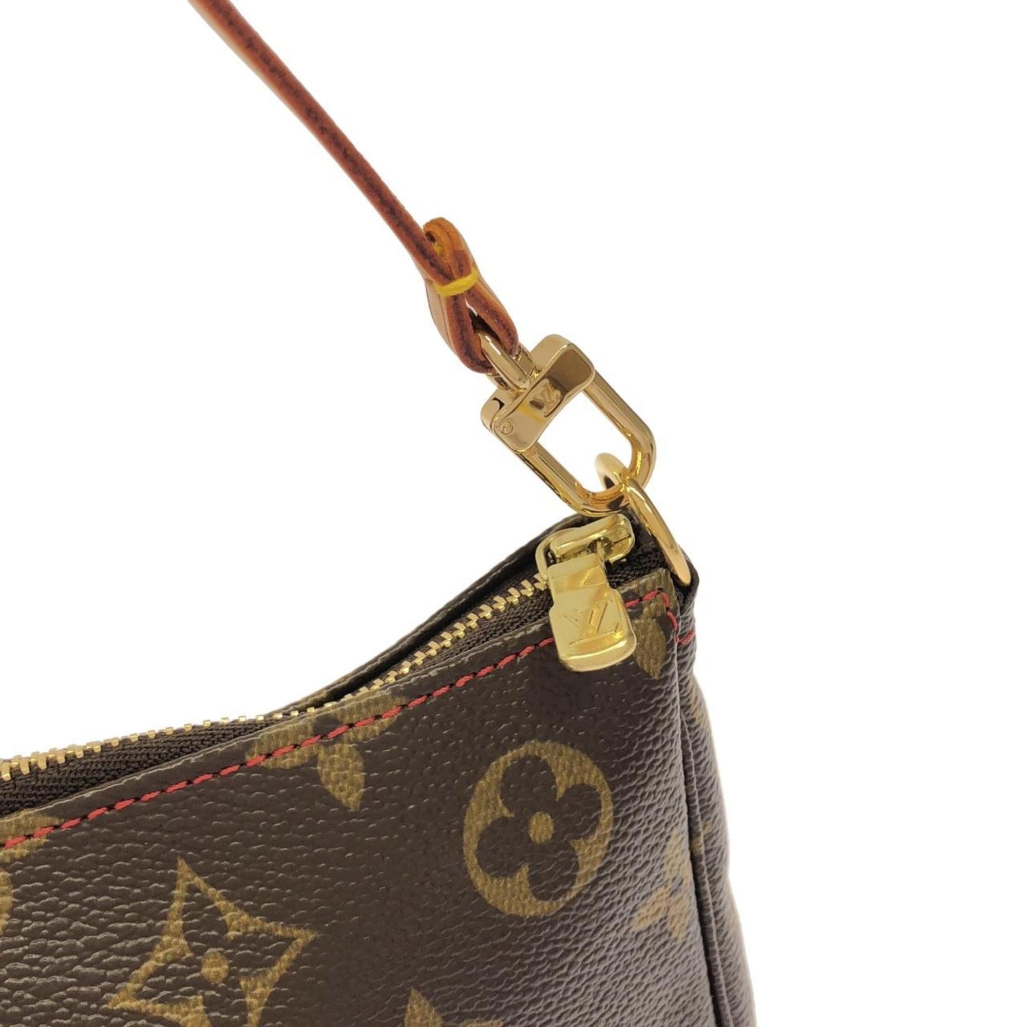 Louis Vuitton Monogram Cherry Brown Coated Canvas Pochette Pouch