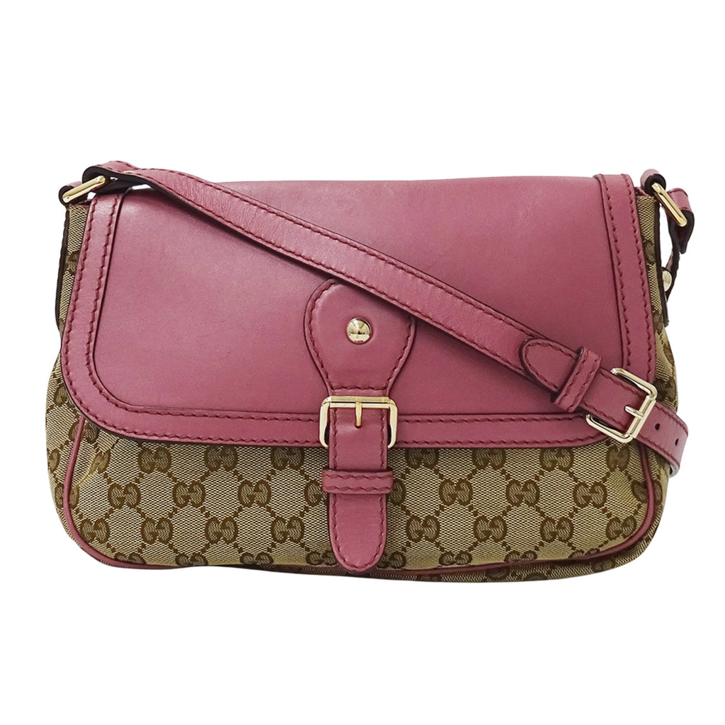 Gucci Gg Canvas Brown Pink Beige Gg Canvas Handbag Messenger Bag Shoulder Bag (Pre-Owned)