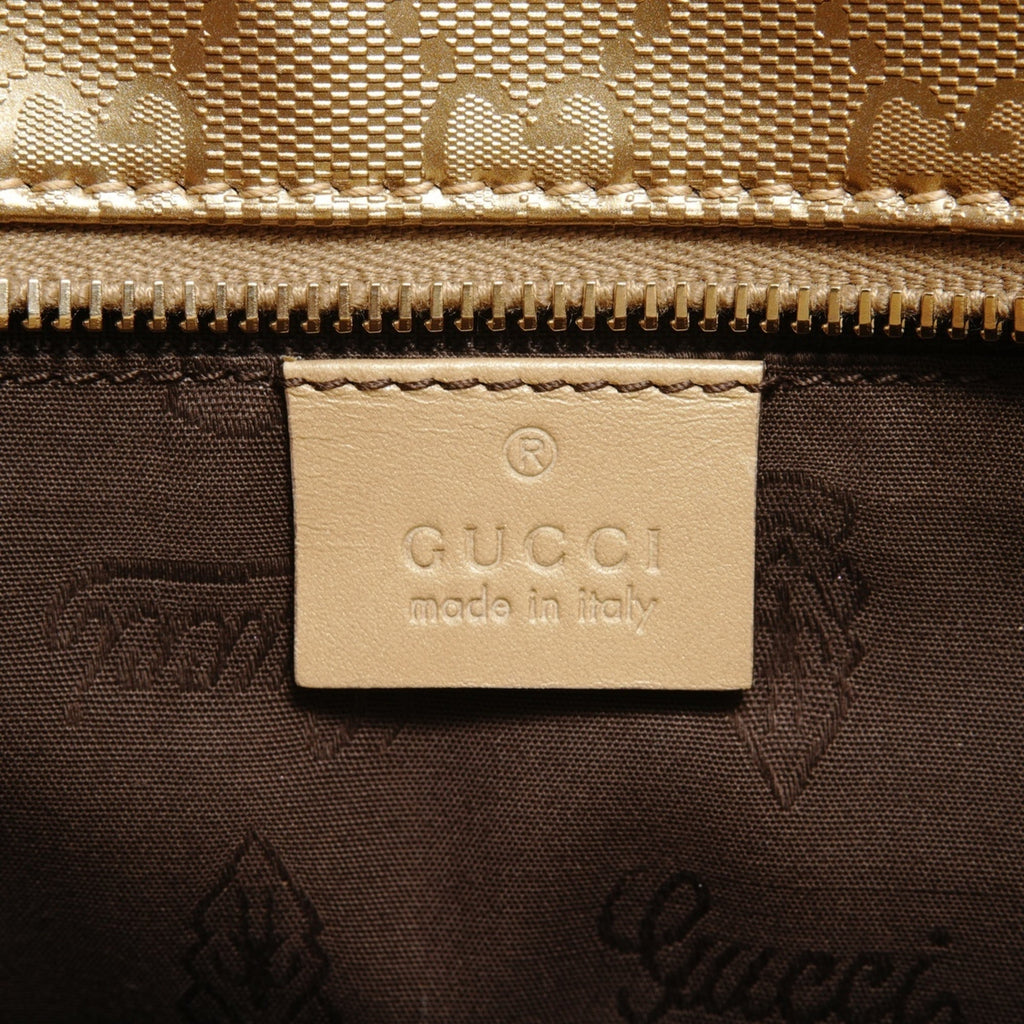 Gucci Gg Imprimé Gold Pvc Tote Bag (Pre-Owned)