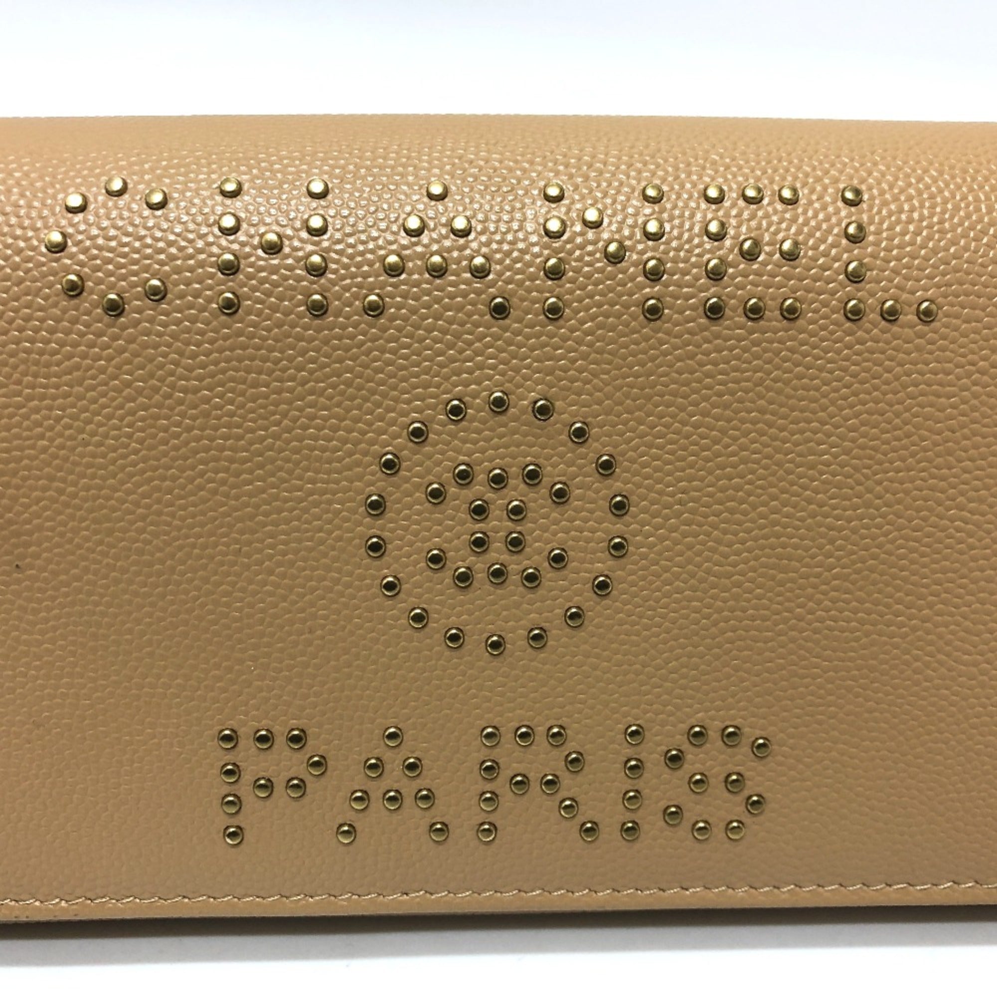 Chanel Beige Leather Long Wallet (Bi-Fold)