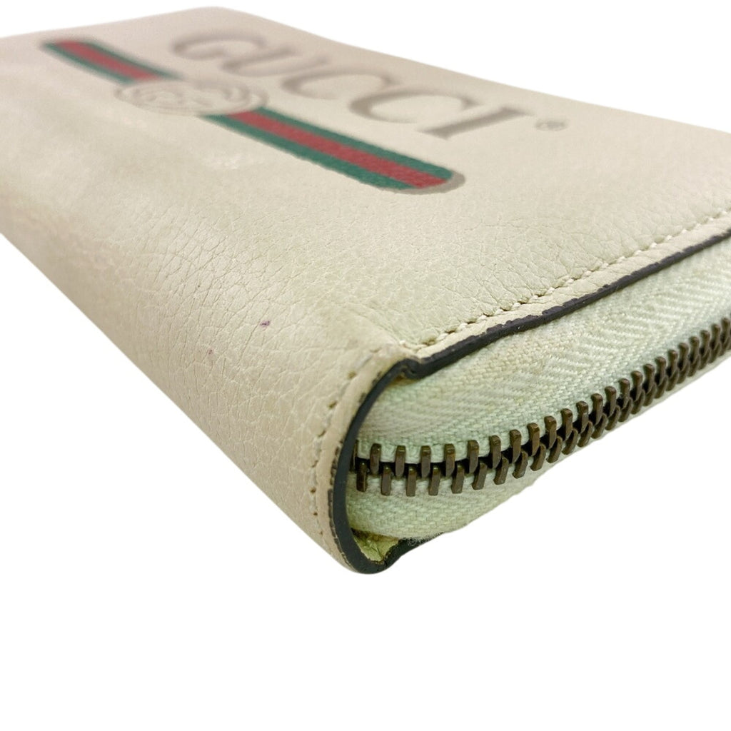 Gucci White Leather Long Wallet (Bi-Fold) (Pre-Owned)