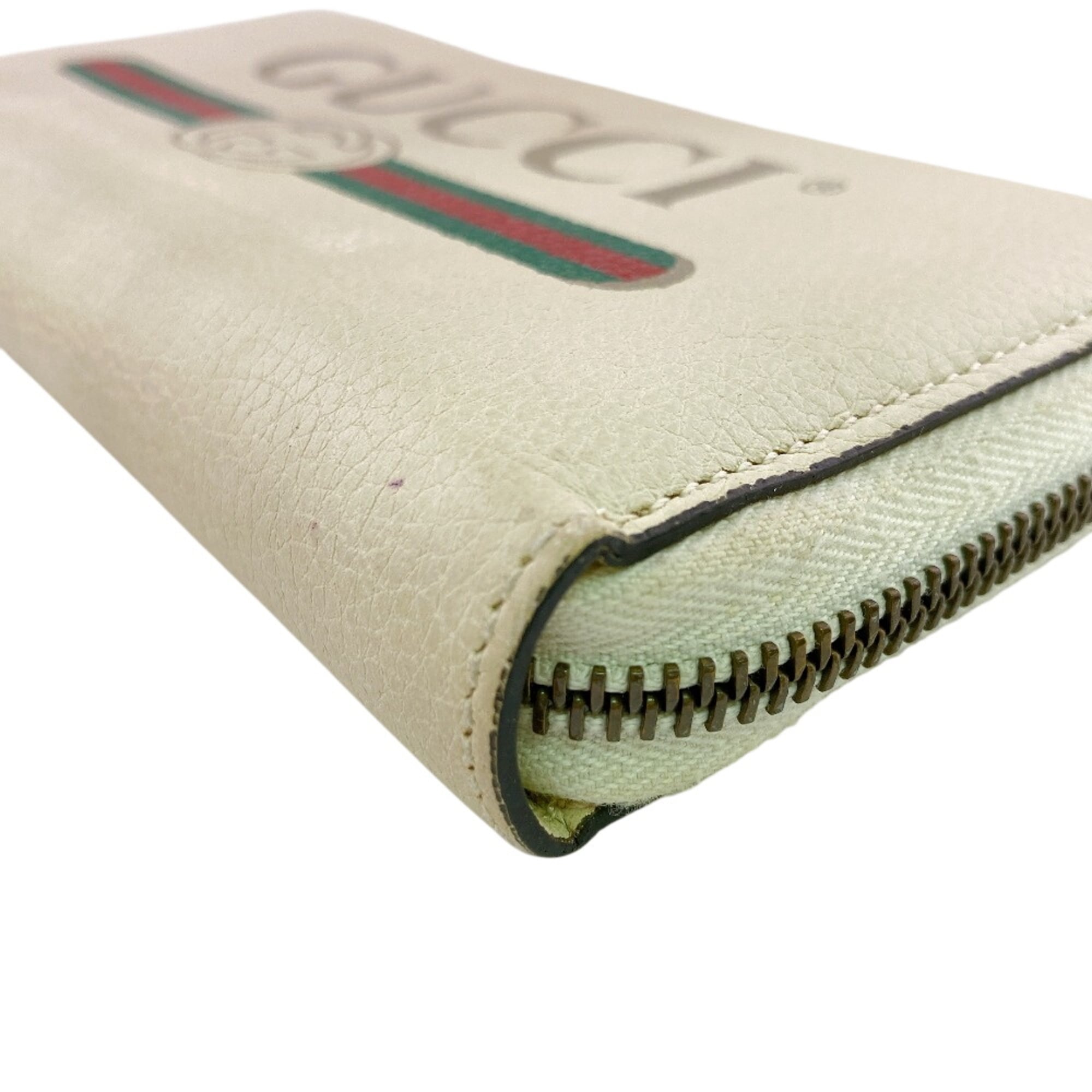 Gucci White Leather Long Wallet (Bi-Fold) (Pre-Owned)