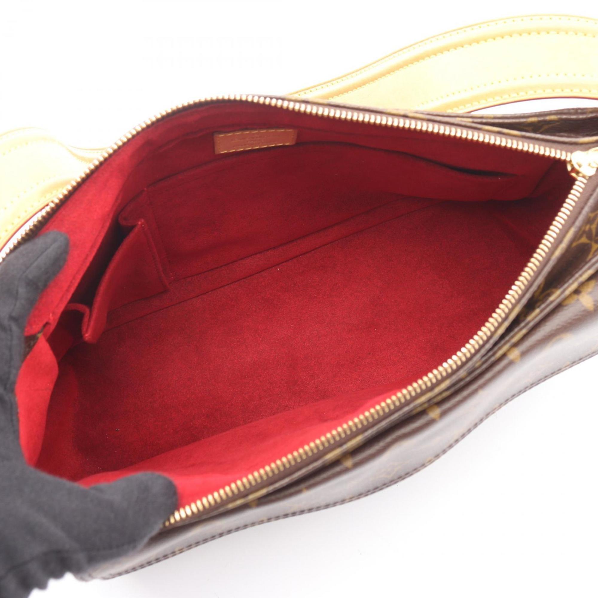 Louis Vuitton Brown Coated Canvas Leather Shoulder Bag