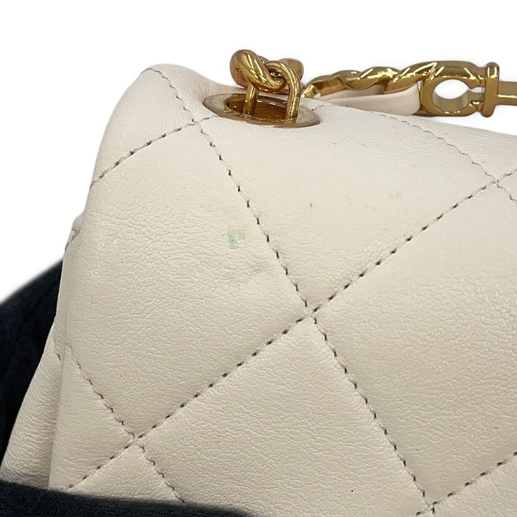 Chanel White Leather Handbag Shoulder Bag