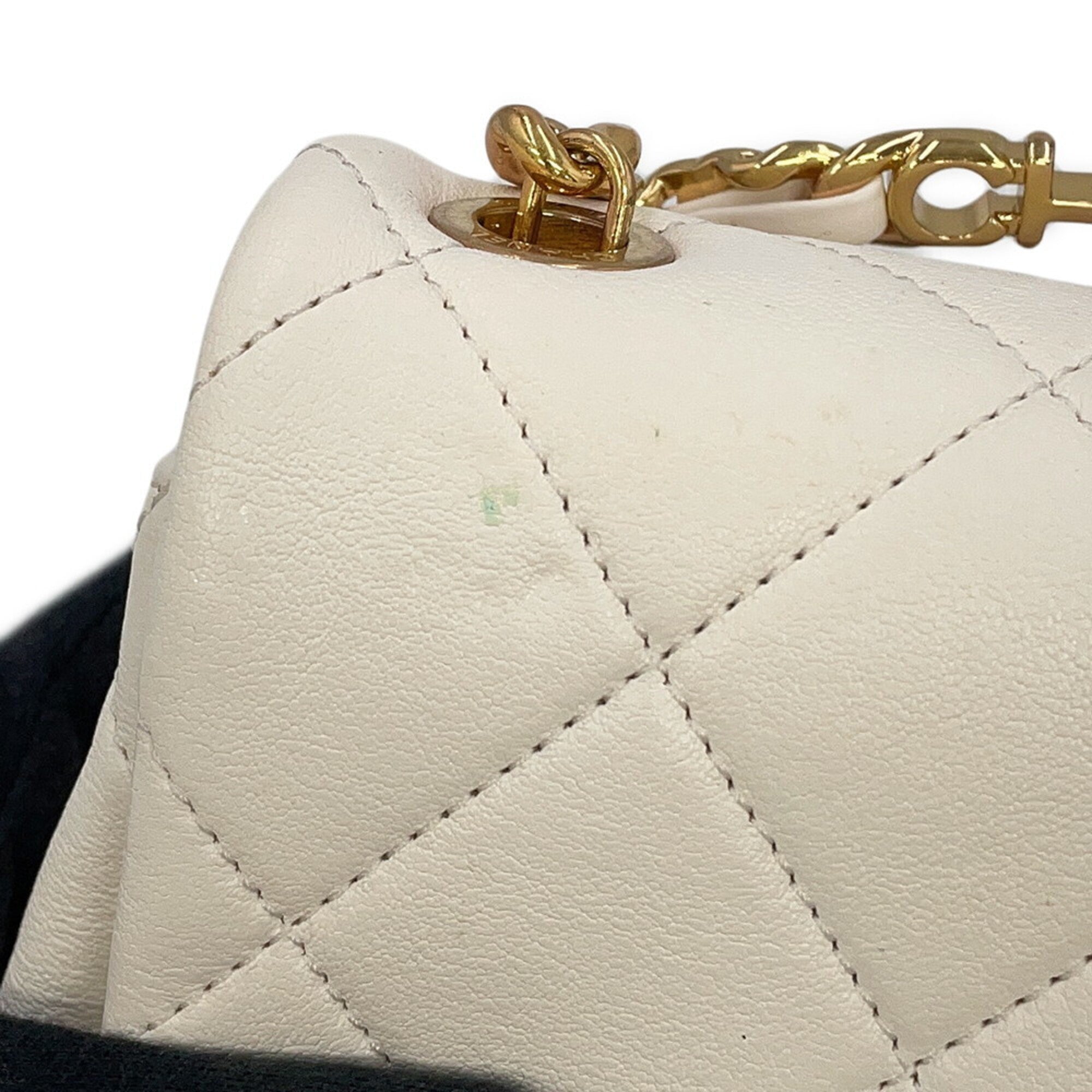 Chanel White Leather Handbag Shoulder Bag