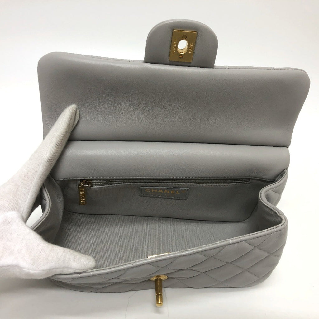 Chanel Gray Leather Shoulder Bag