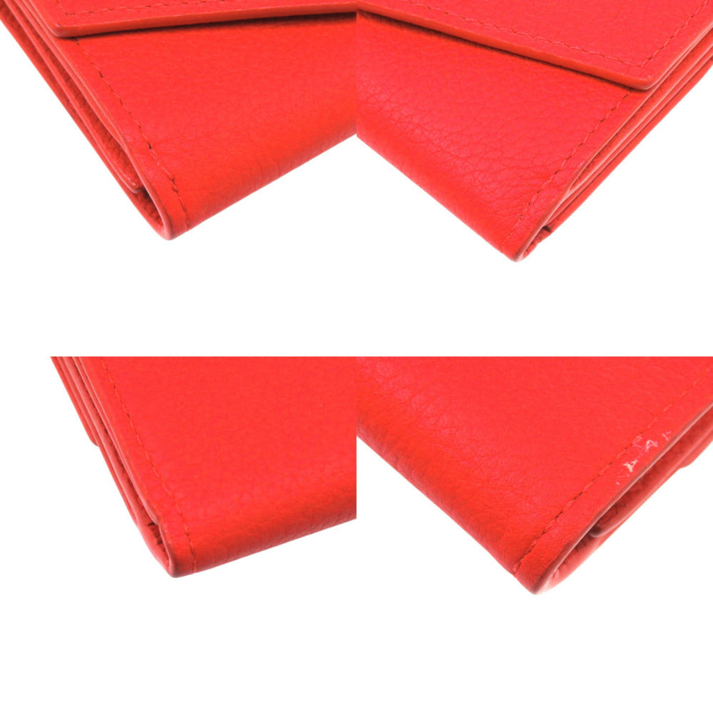 Louis Vuitton Red Color Leather Wallet (Tri-Fold)
