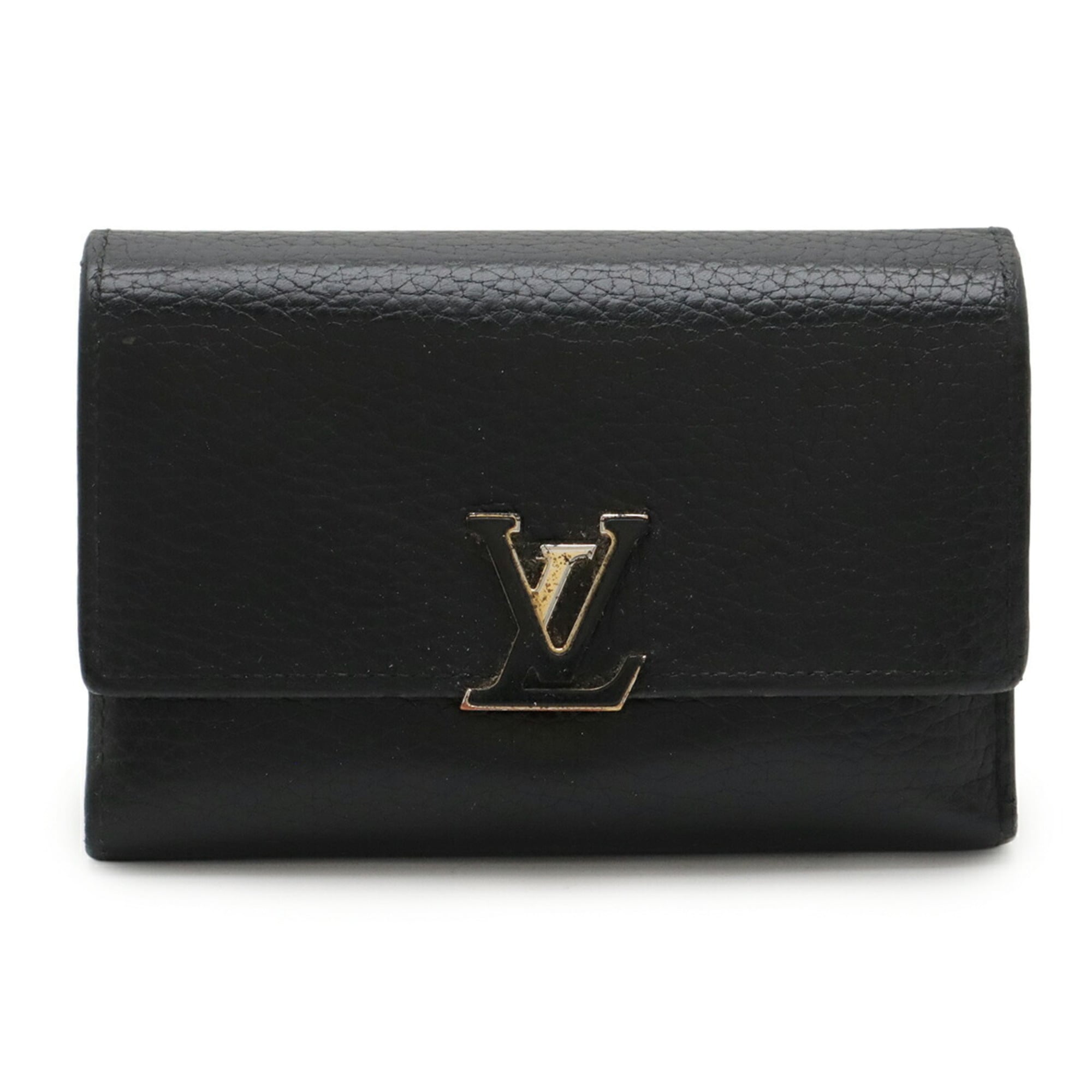 Louis Vuitton Black Galle Hot Pink Noir Leather Wallet (Tri-Fold)