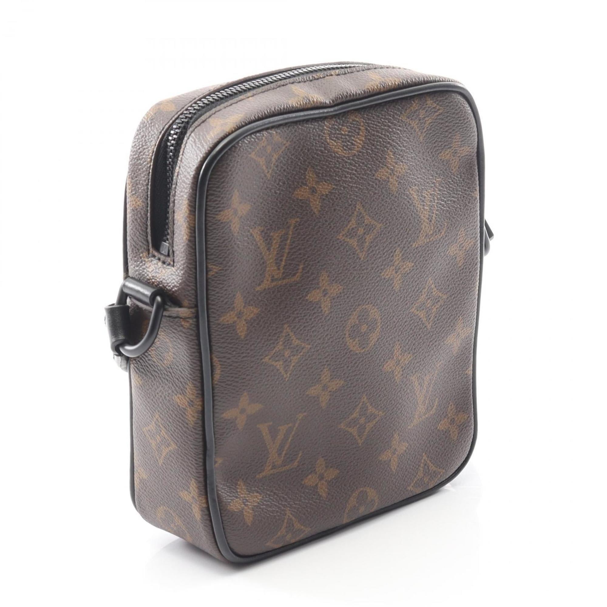 Louis Vuitton Black Brown Coated Canvas Leather Shoulder Bag