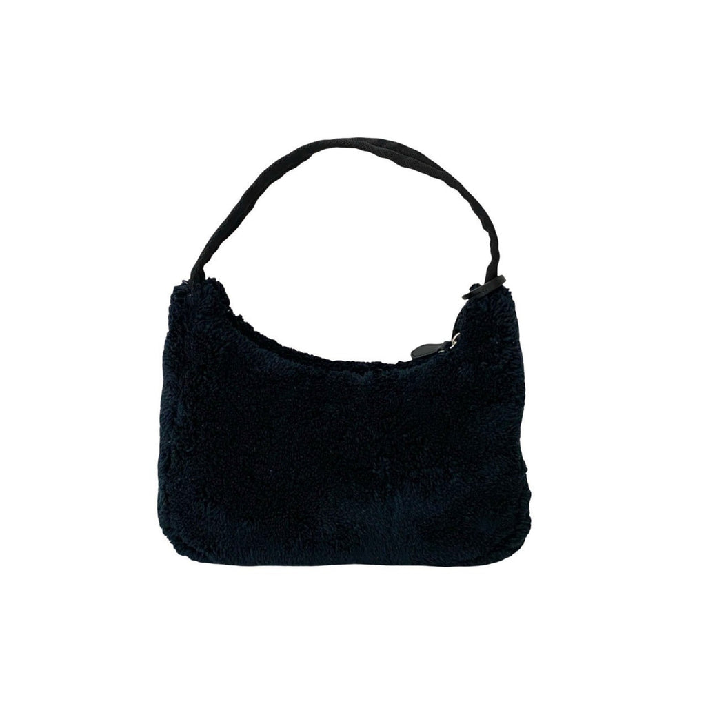 Prada Black Pile Fabric Handbag Shoulder Bag