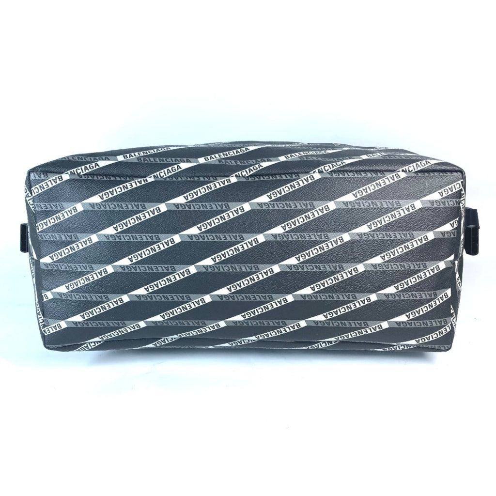 Balenciaga Black Gray Leather Pvc Boston Bag Shoulder