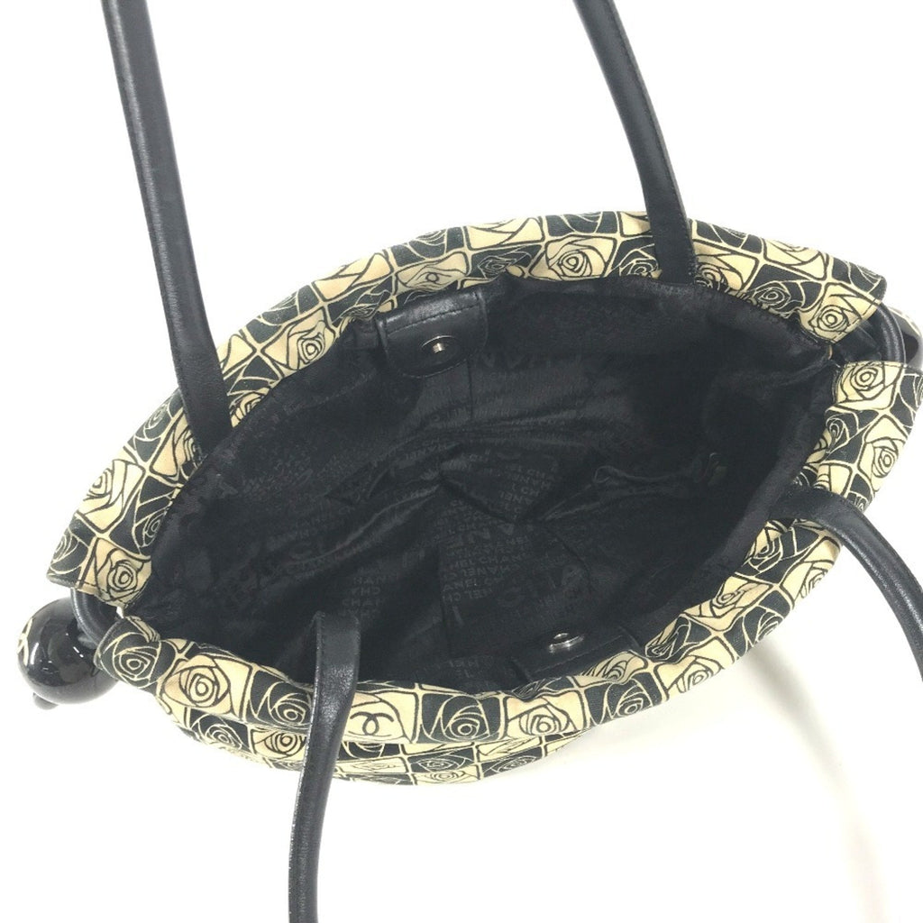 Chanel Camellia Black White Canvas Shoulder Bag Tote Bag