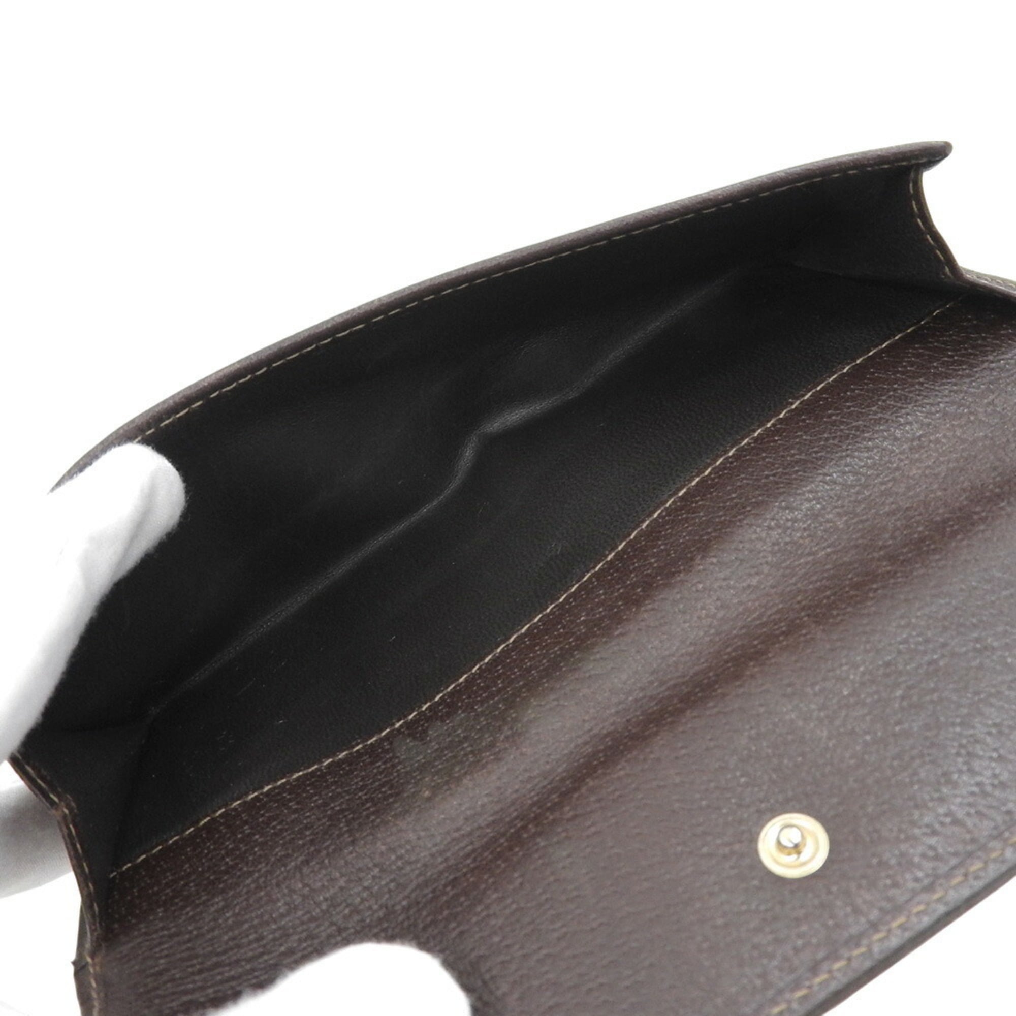 Gucci Beige Dark Brown Gg Canvas Long Wallet (Bi-Fold) (Pre-Owned)