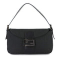 Fendi Black Canvas Leather Baguette Bag Shoulder Bag