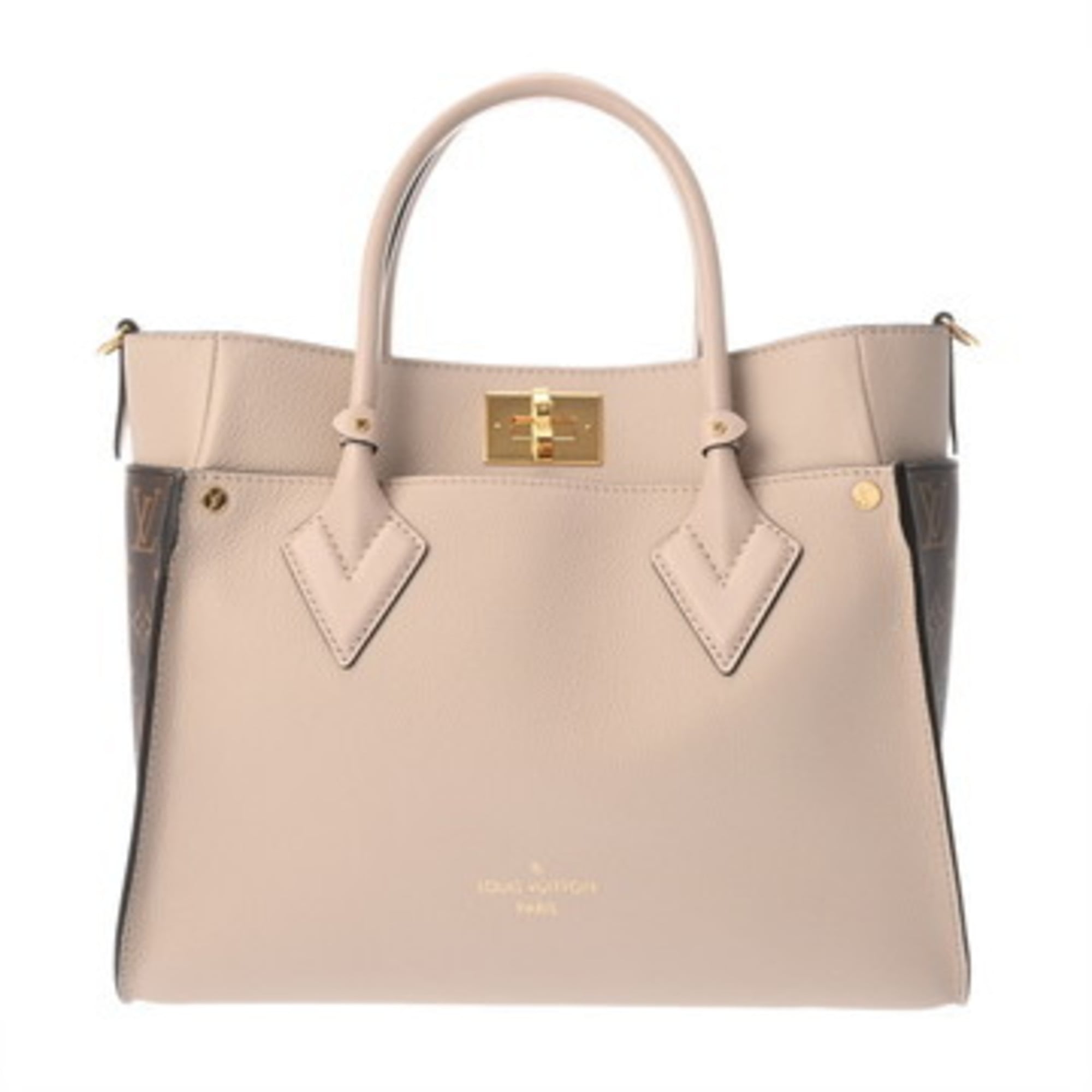 Louis Vuitton Brown Grayish Monogram Canvas Leather Handbag Tote Bag
