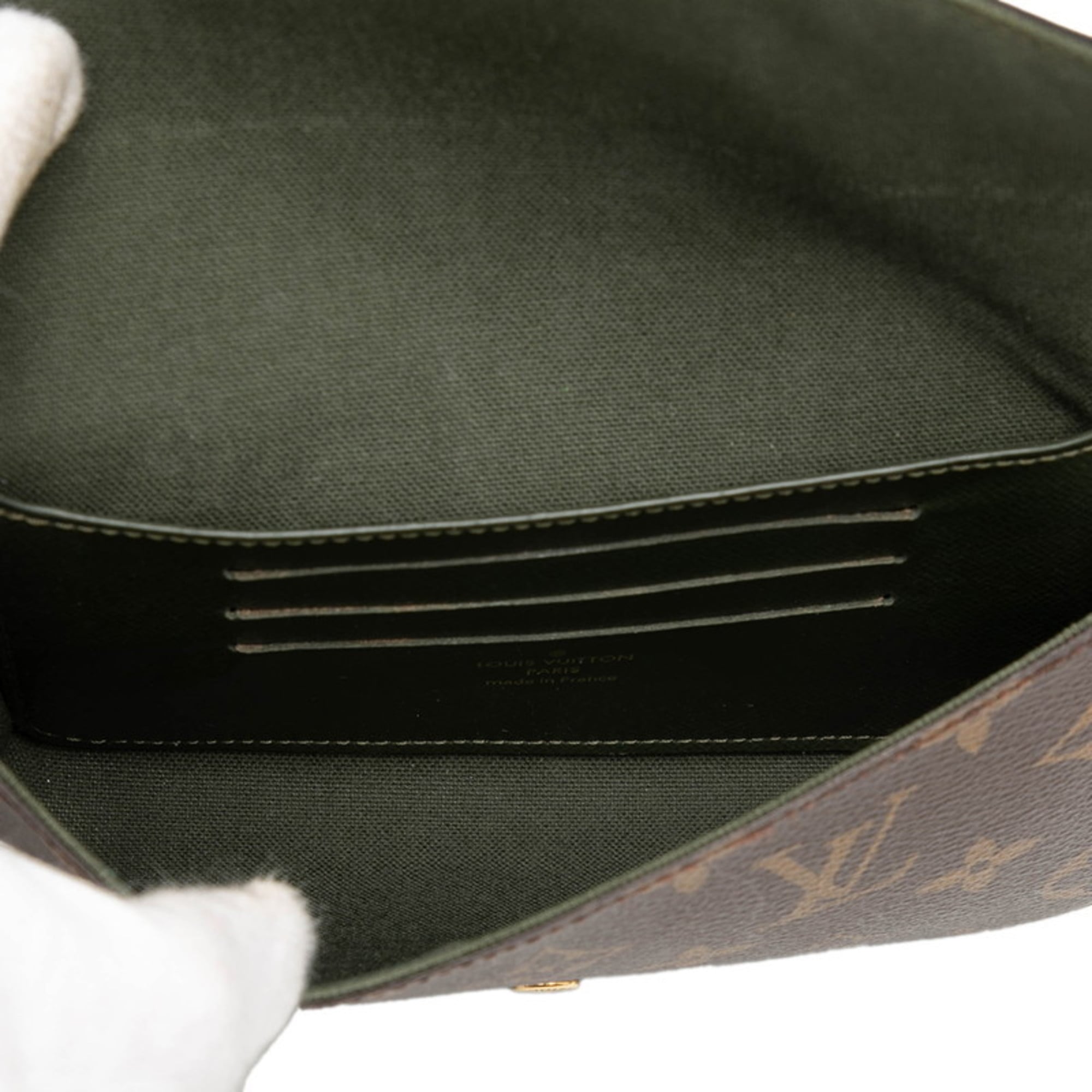 Louis Vuitton Brown Green Khaki Pvc Leather Pochette Shoulder Bag