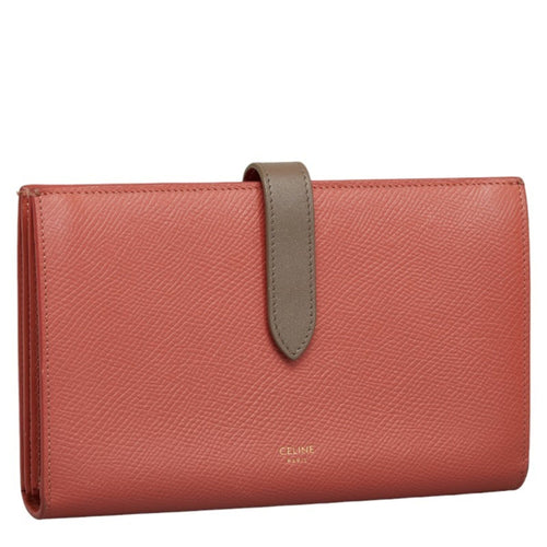 Celine Gray Pink Leather Long Wallet (Bi-Fold)