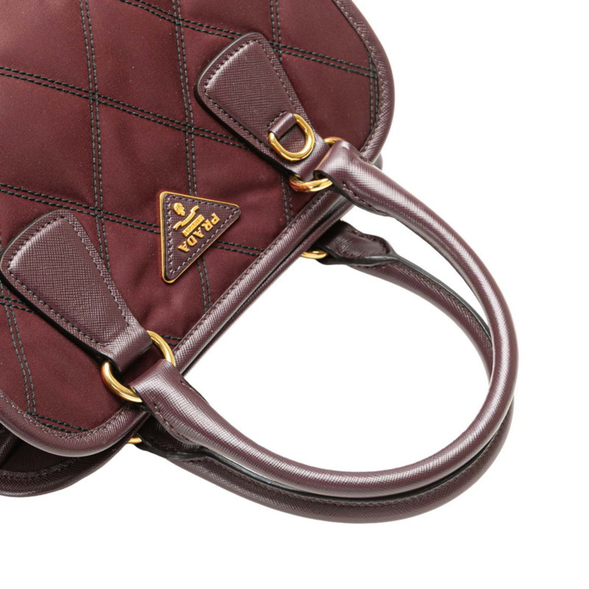 Prada Purple Nylon Leather Handbag Shoulder Bag