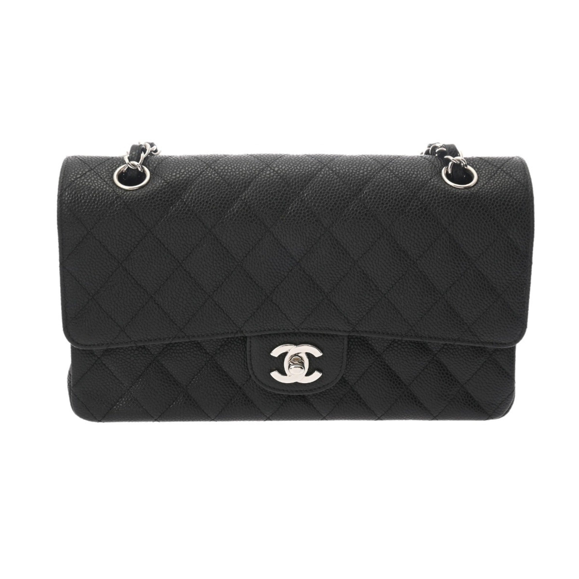 Chanel Black Grained Calfskin Shoulder Bag