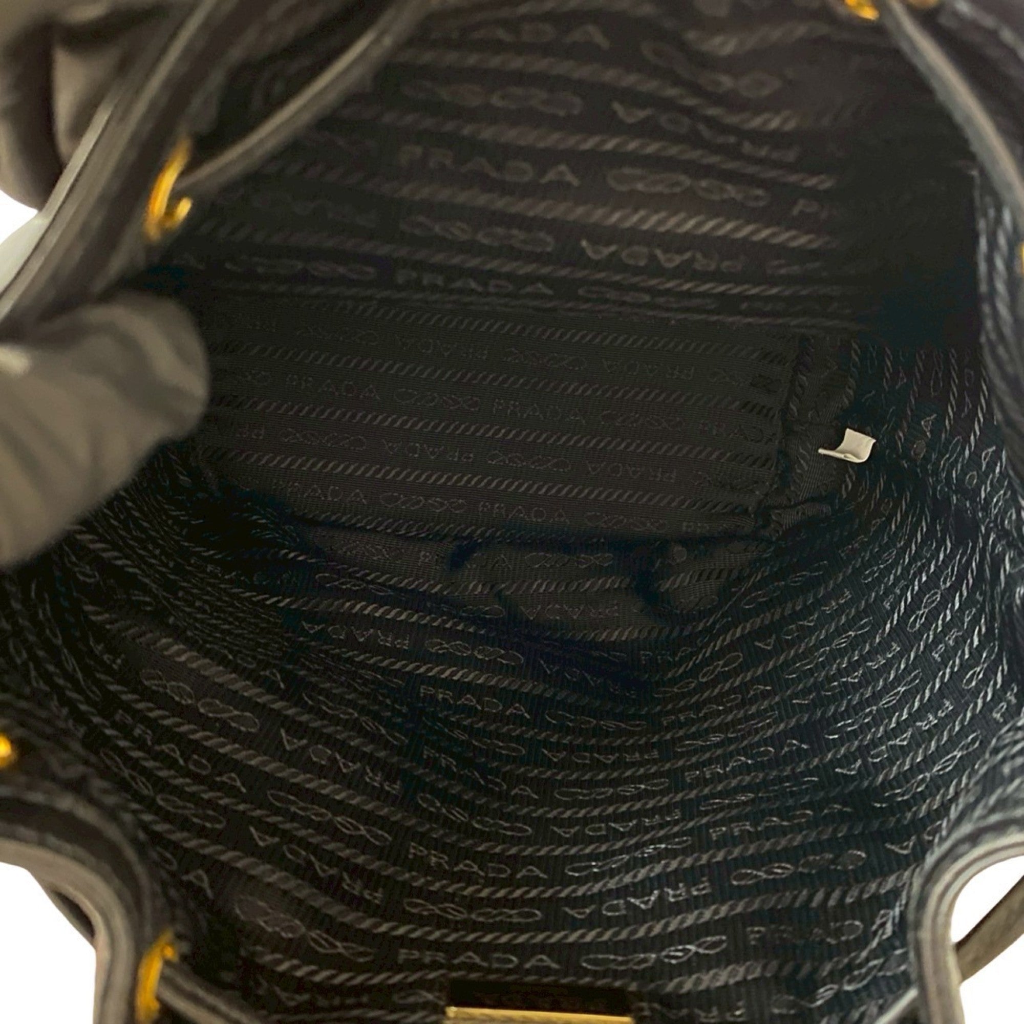 Prada Black Canvas Leather Handbag Shoulder Bag