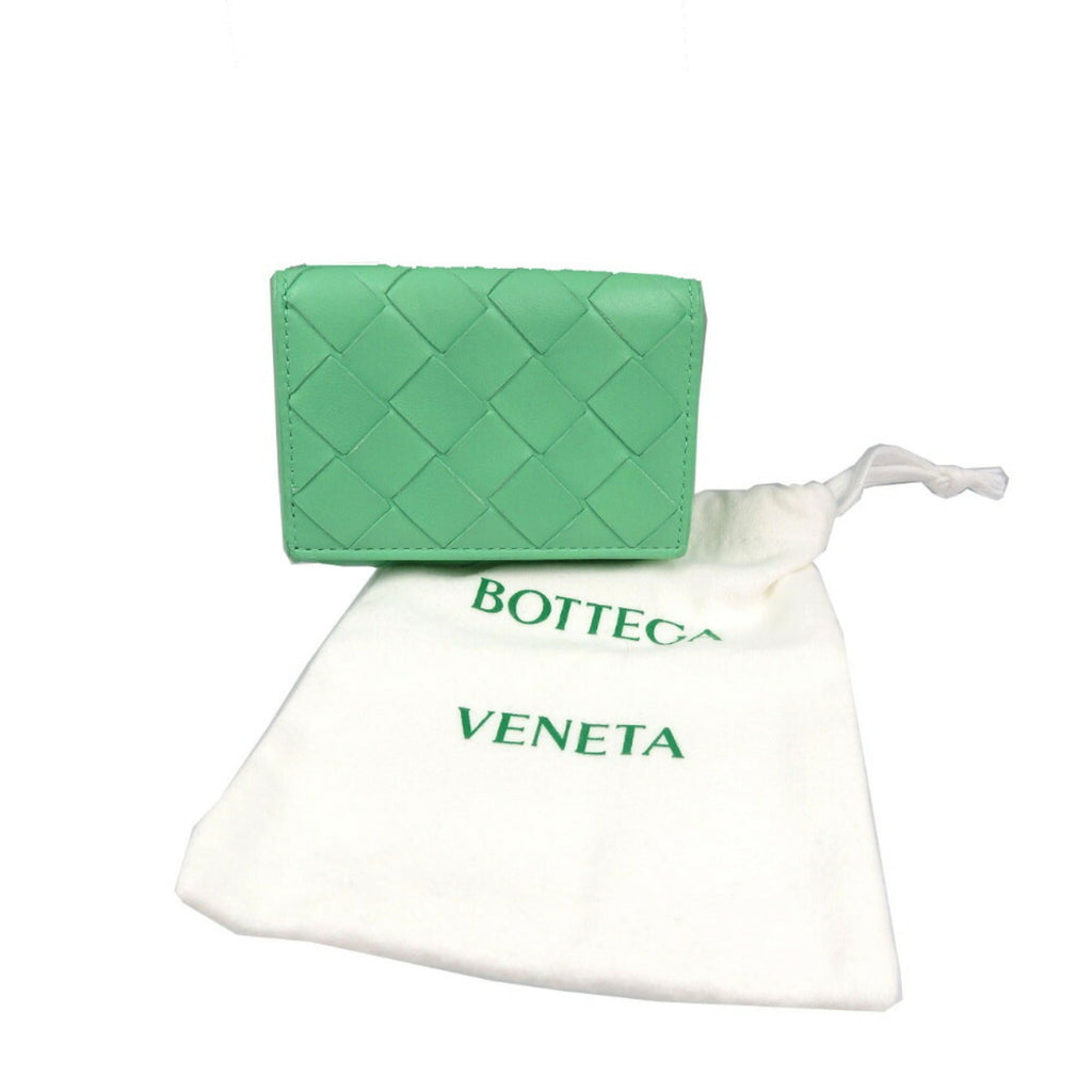 Bottega Veneta Green Leather Wallet (Tri-Fold)