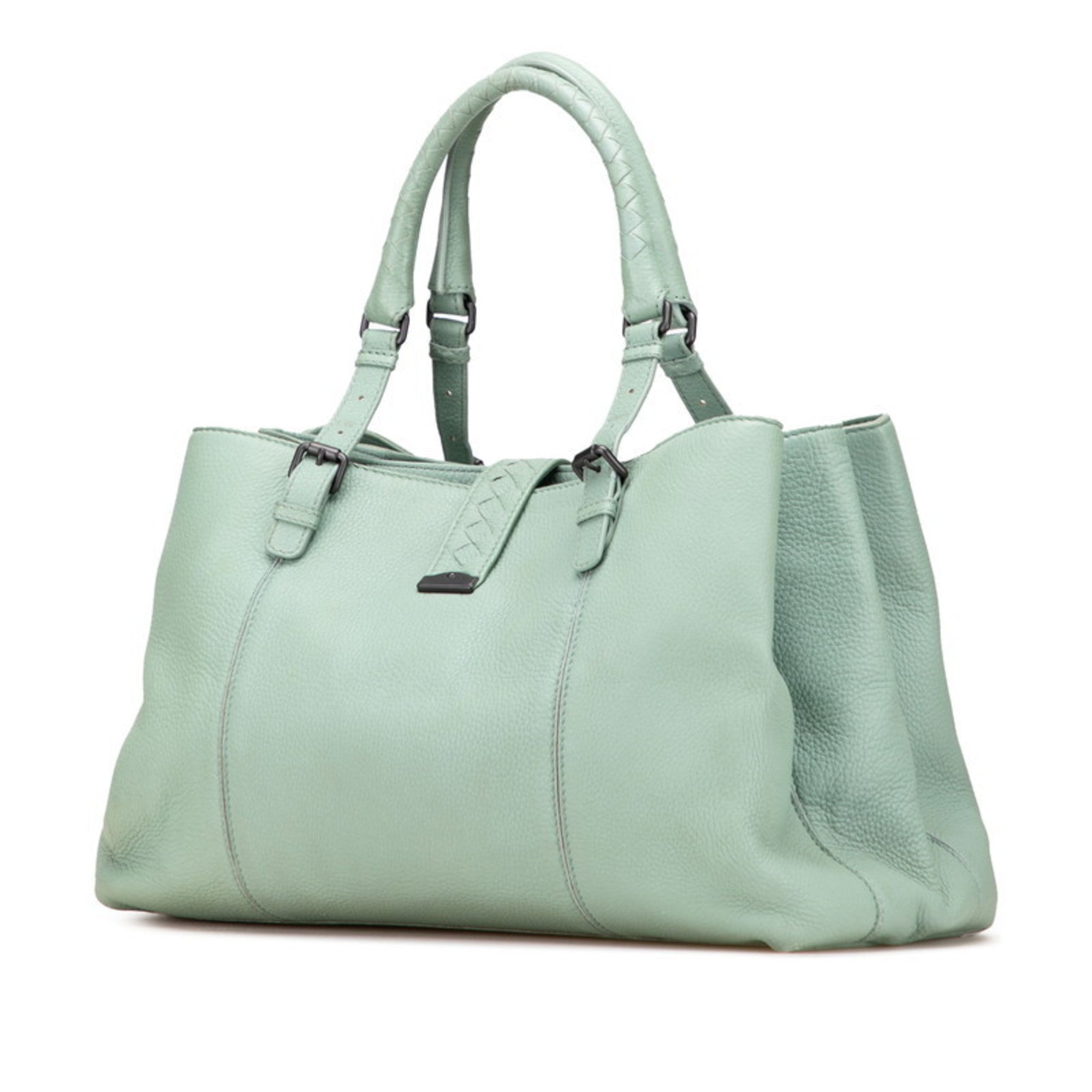 Bottega Veneta Intrecciato Green Leather Handbag