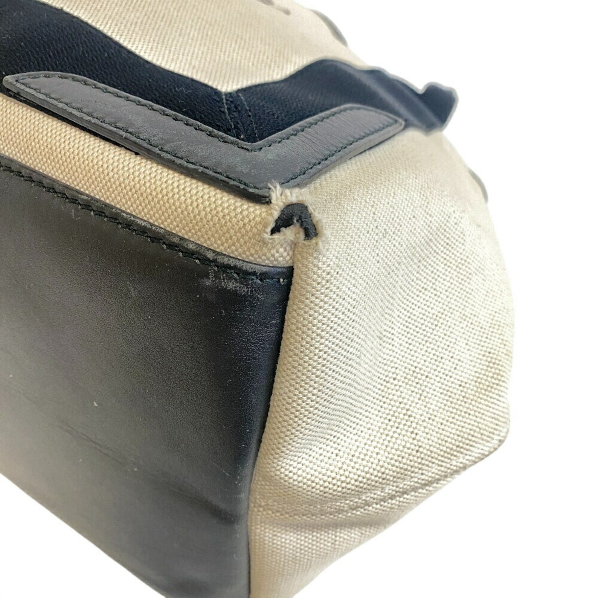 Balenciaga Black Ivory Canvas Leather Hand