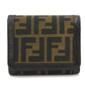 Fendi Zucca Brown Canvas Leather Wallet (Tri-Fold)