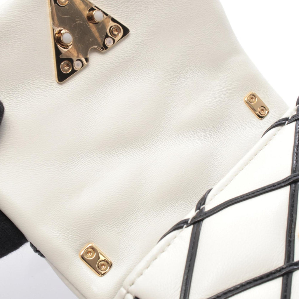 Louis Vuitton Black White Leather Handbag Shoulder Bag
