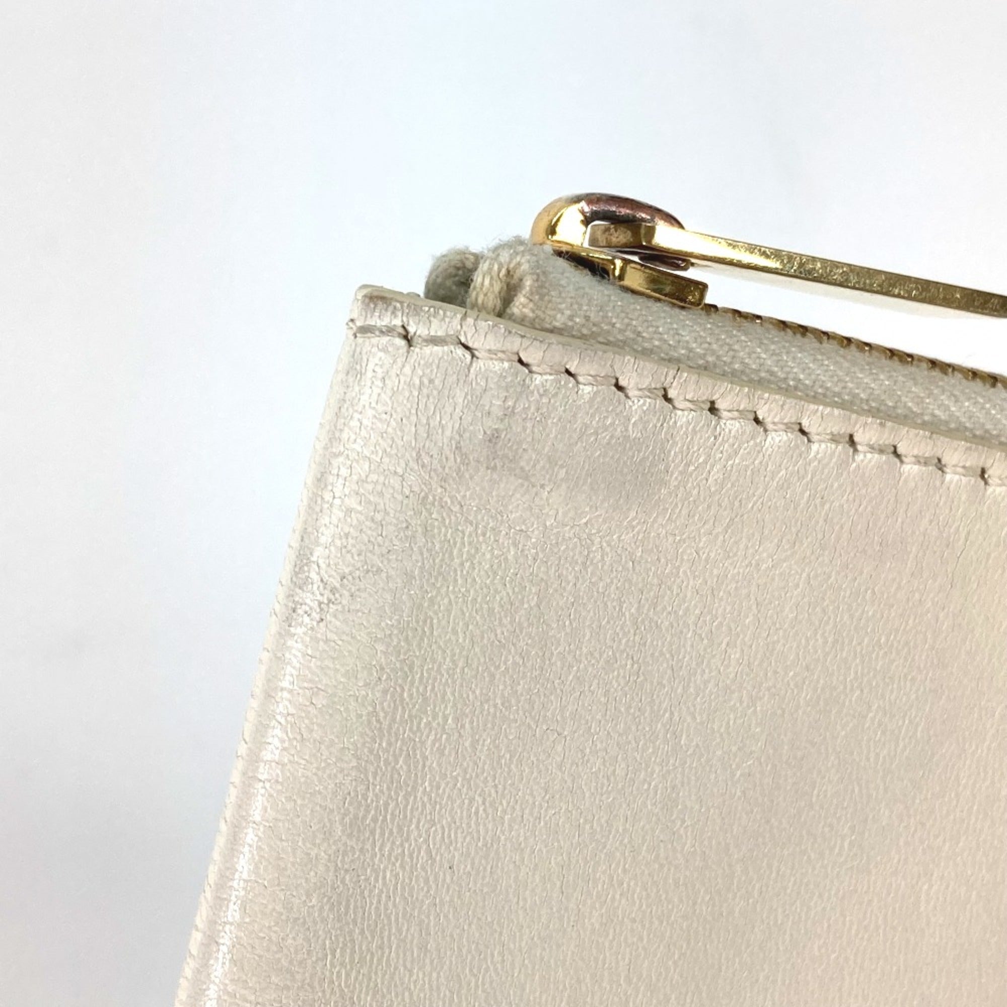 Celine White Leather Clutch Bag