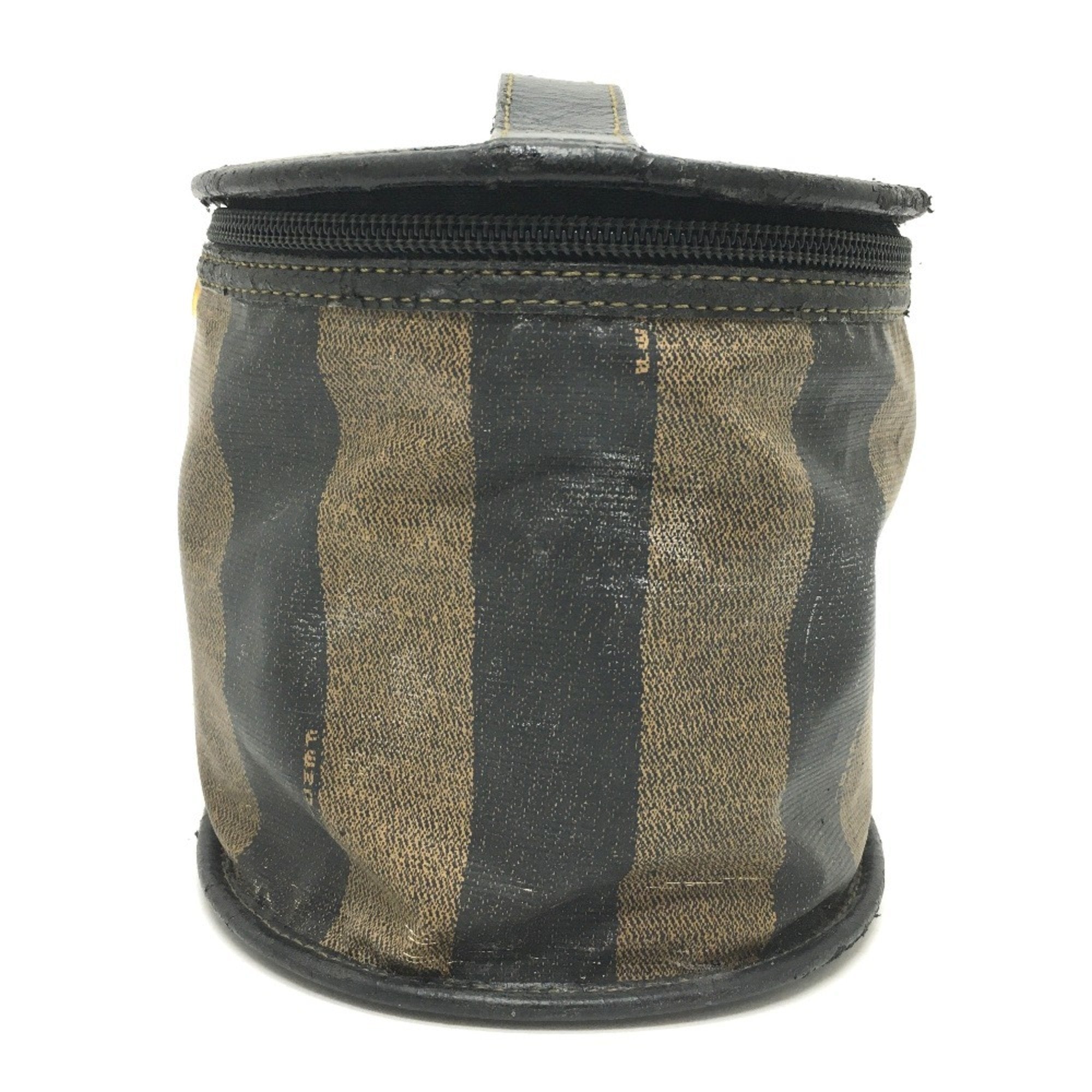 Fendi Black Brown Pvc Leather Pouch Vanity Bag