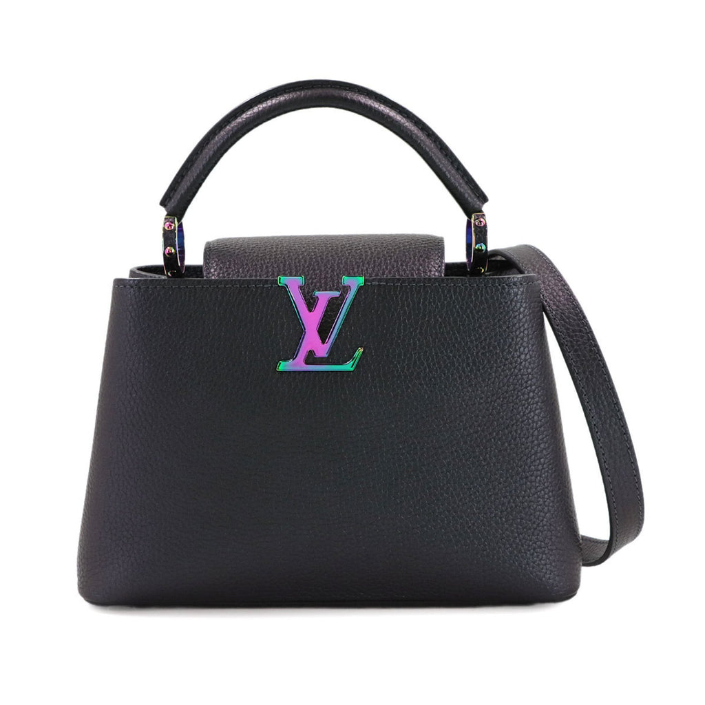 Louis Vuitton Metallic Black Leather Handbag Shoulder Bag