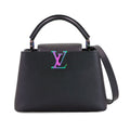 Louis Vuitton Metallic Black Leather Handbag Shoulder Bag