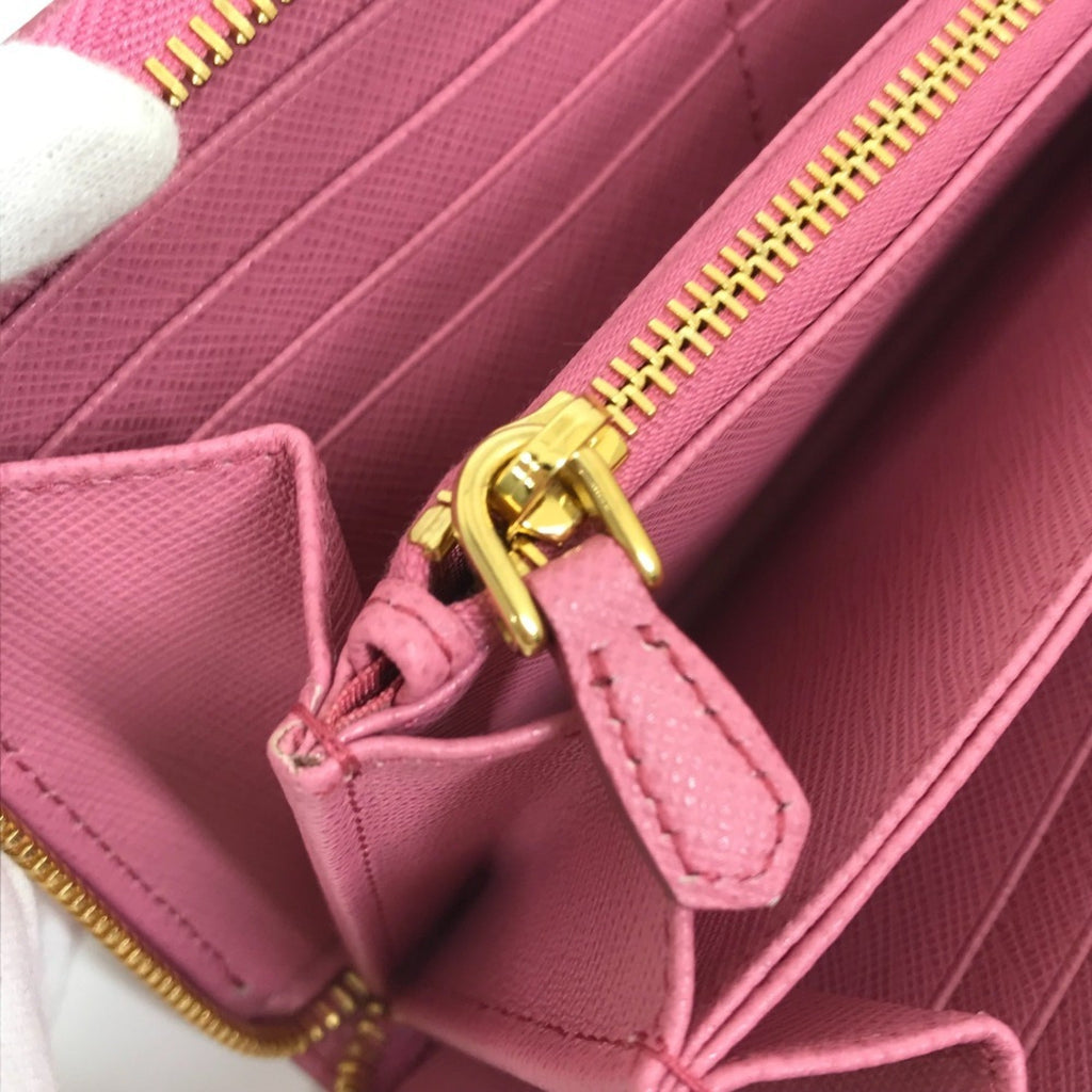 Prada Saffiano Begonia Pink Leather Long Wallet (Bi-Fold)