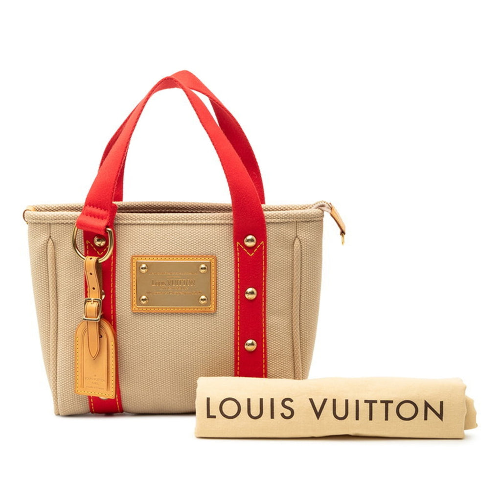 Louis Vuitton Beige Canvas Leather Handbag Tote Bag
