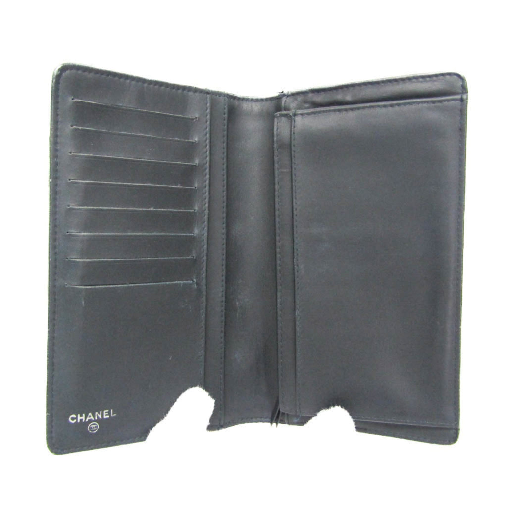 Chanel Boy Chanel Dark Navy Leather Long Wallet (Bi-Fold)