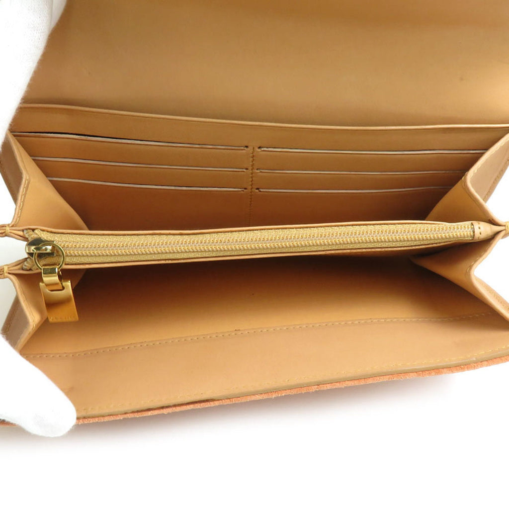 Celine Beige Orange Suede Long Wallet (Bi-Fold)