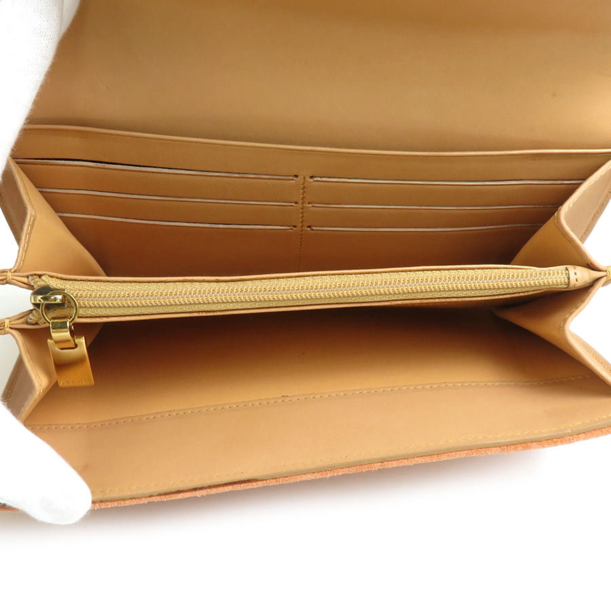 Celine Beige Orange Suede Long Wallet (Bi-Fold)