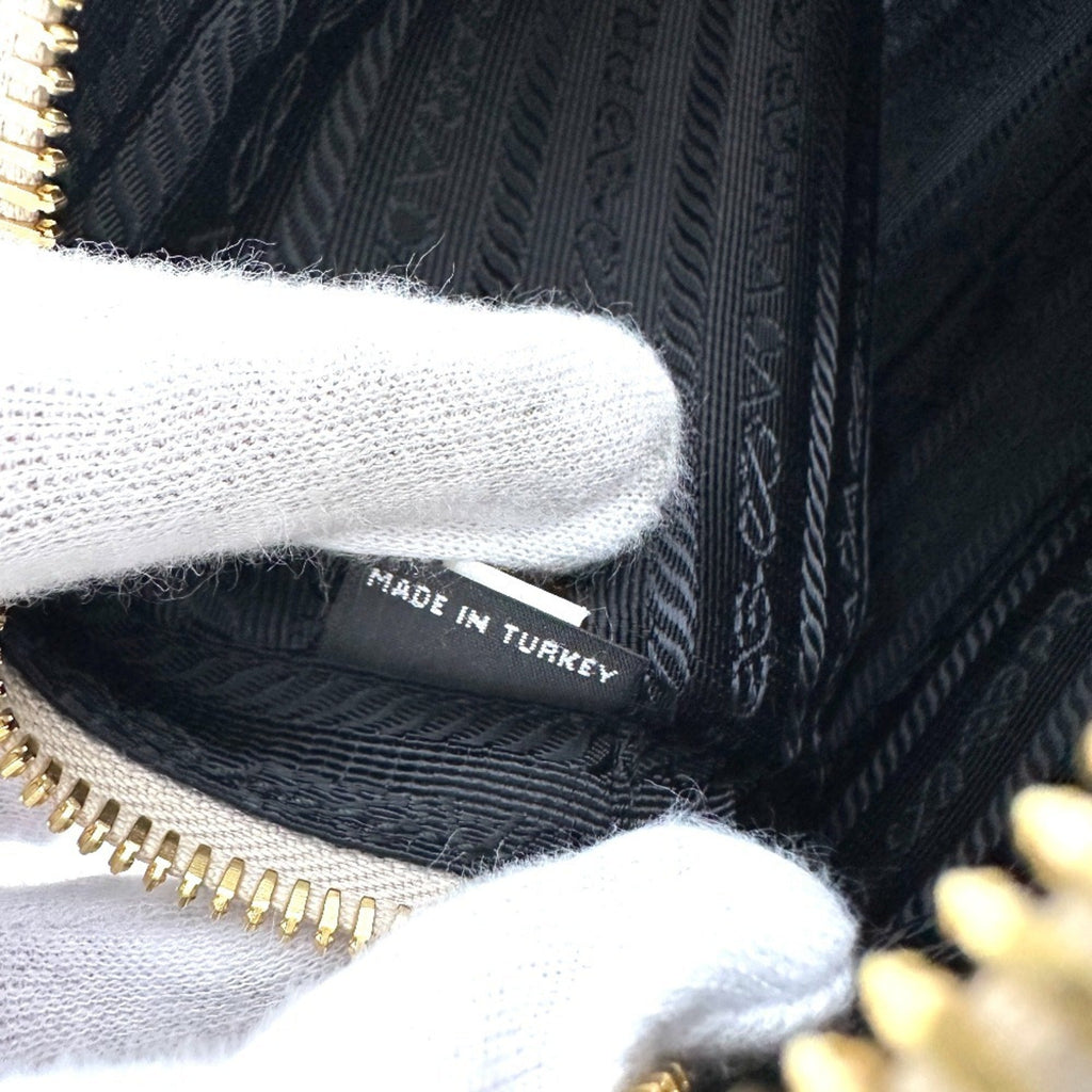 Prada White Leather Pochette Shoulder Bag