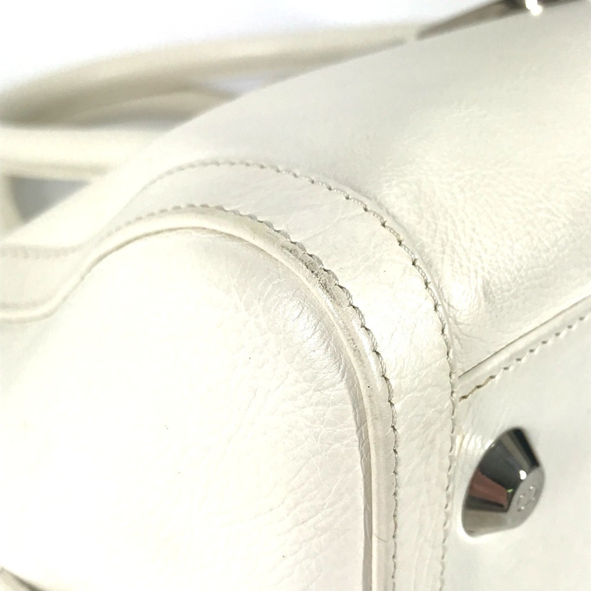 Christian Dior White Leather Boston Bag Handbag (Pre-Owned)
