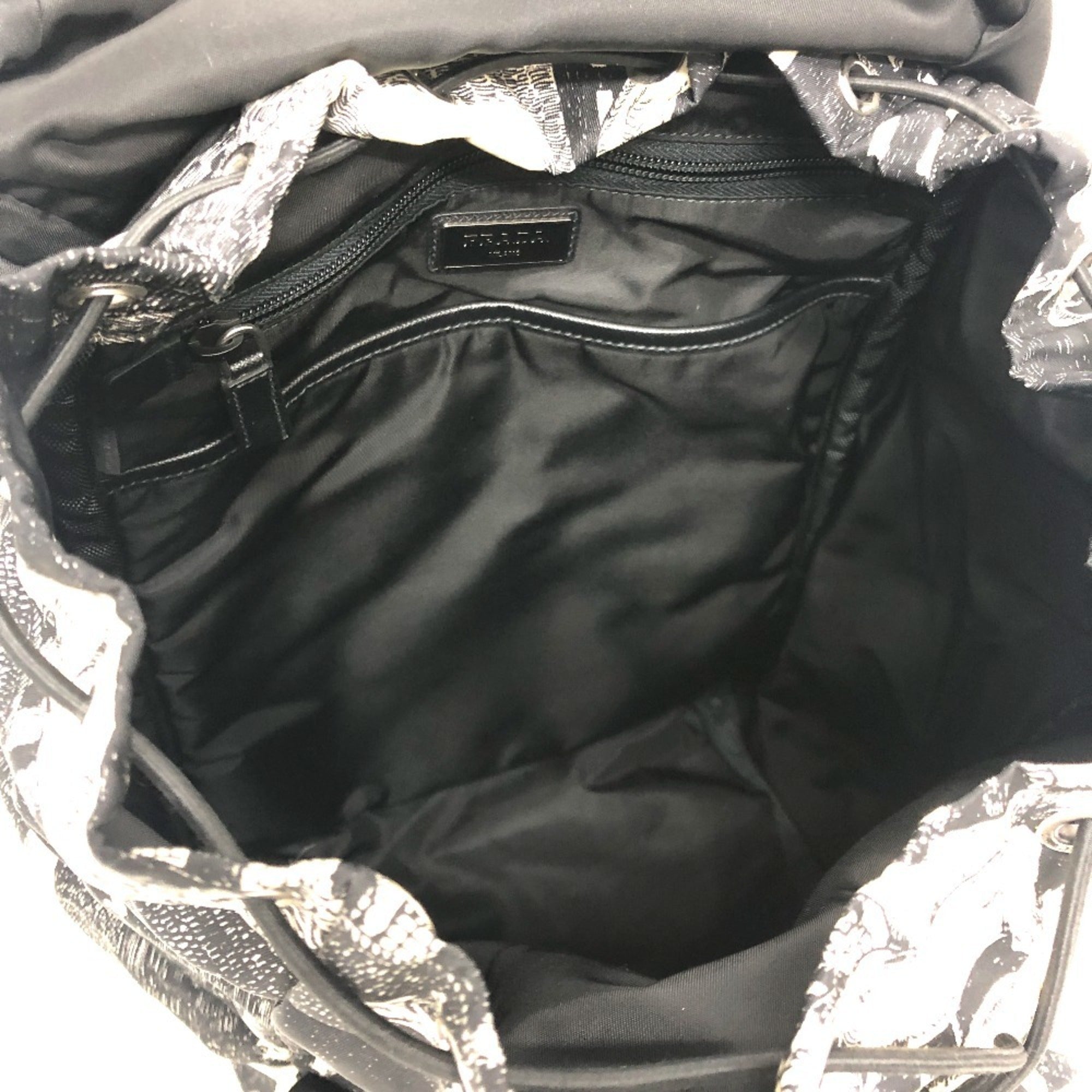 Prada Black White Nylon Backpack