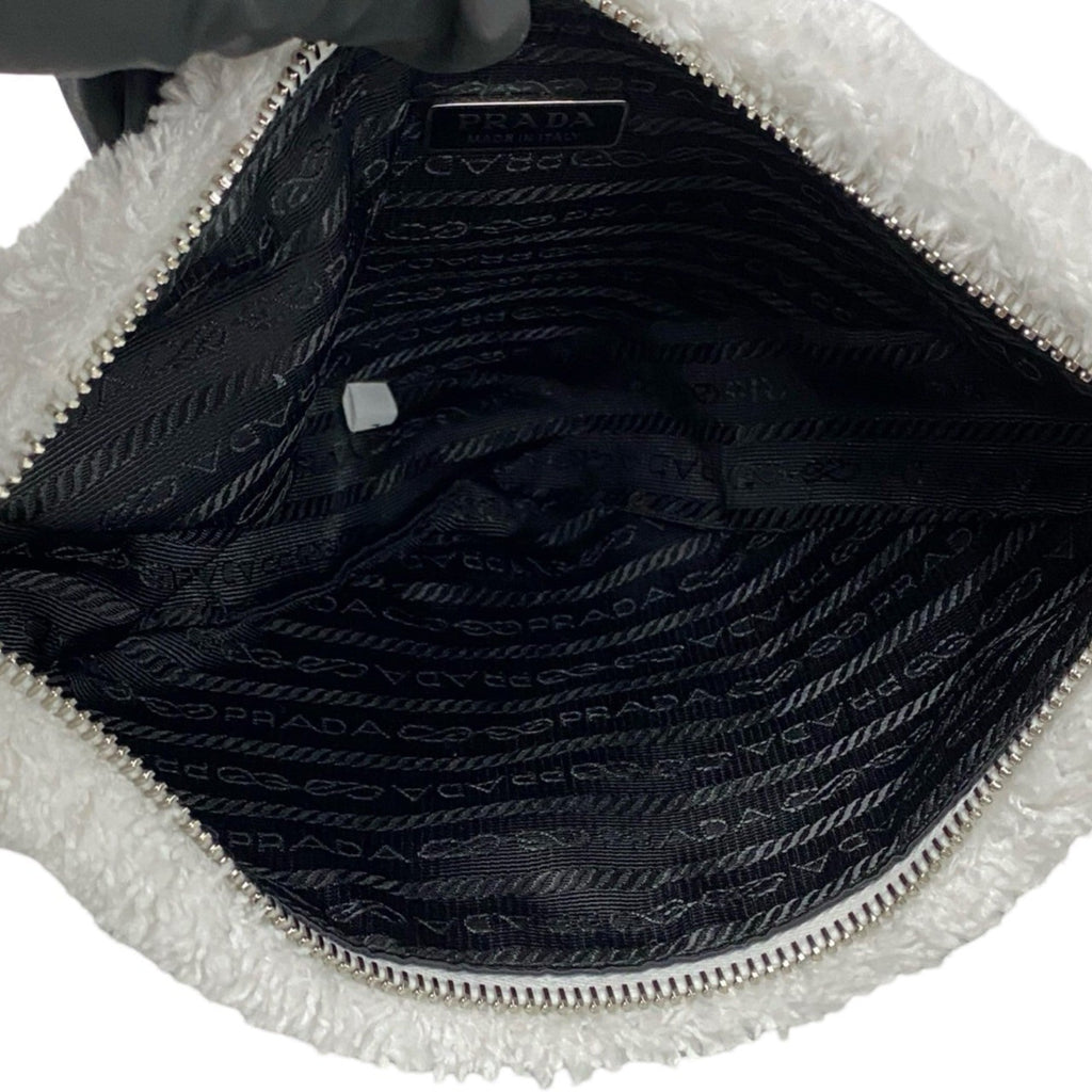Prada White Pile Fabric Handbag