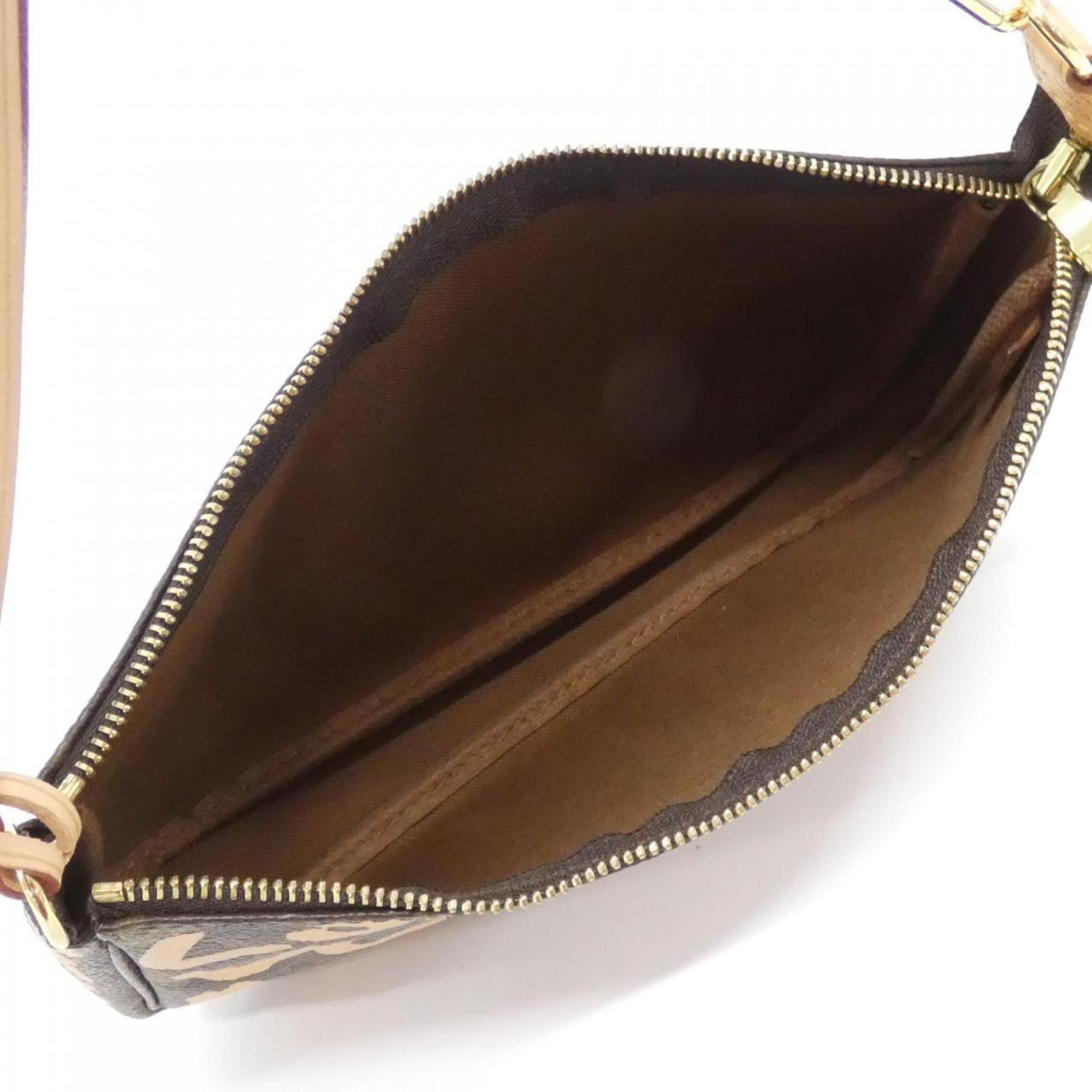 Louis Vuitton Marron Peach Coated Canvas Pochette Pouch