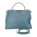 Fendi Peekaboo Blue Leather Handbag Shoulder Bag Tote Bag