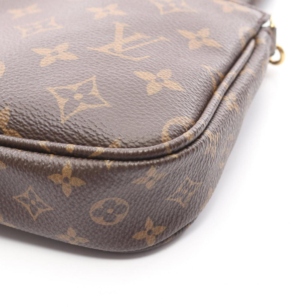 Louis Vuitton Brown Pink Rose Clair Coated Canvas Leather Pochette Shoulder Bag