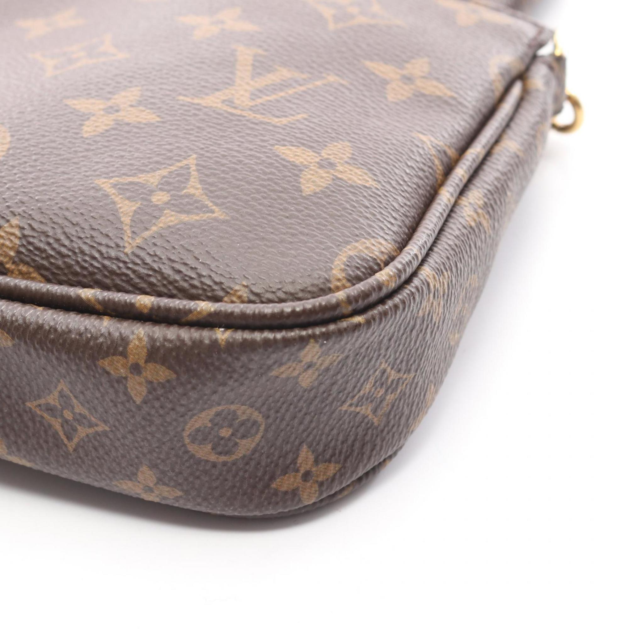 Louis Vuitton Brown Pink Rose Clair Coated Canvas Leather Pochette Shoulder Bag